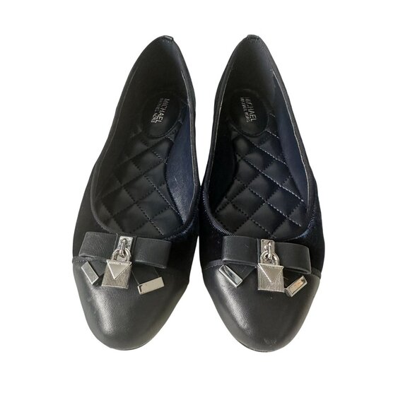 MICHAEL KORS Navy Blue Velvet Quilted Ballet Flats Size 6.5 - Picture 2 of 9